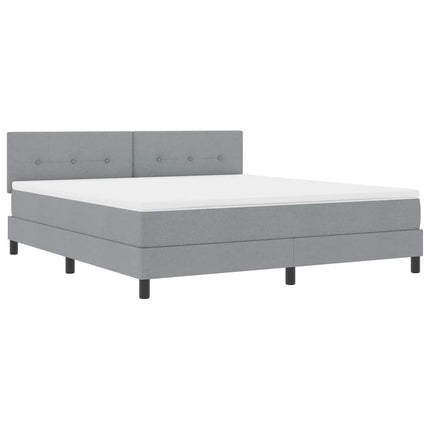 Box spring seng med LED-lysstrimler Lysegrå 180 x 200 cm Stof
