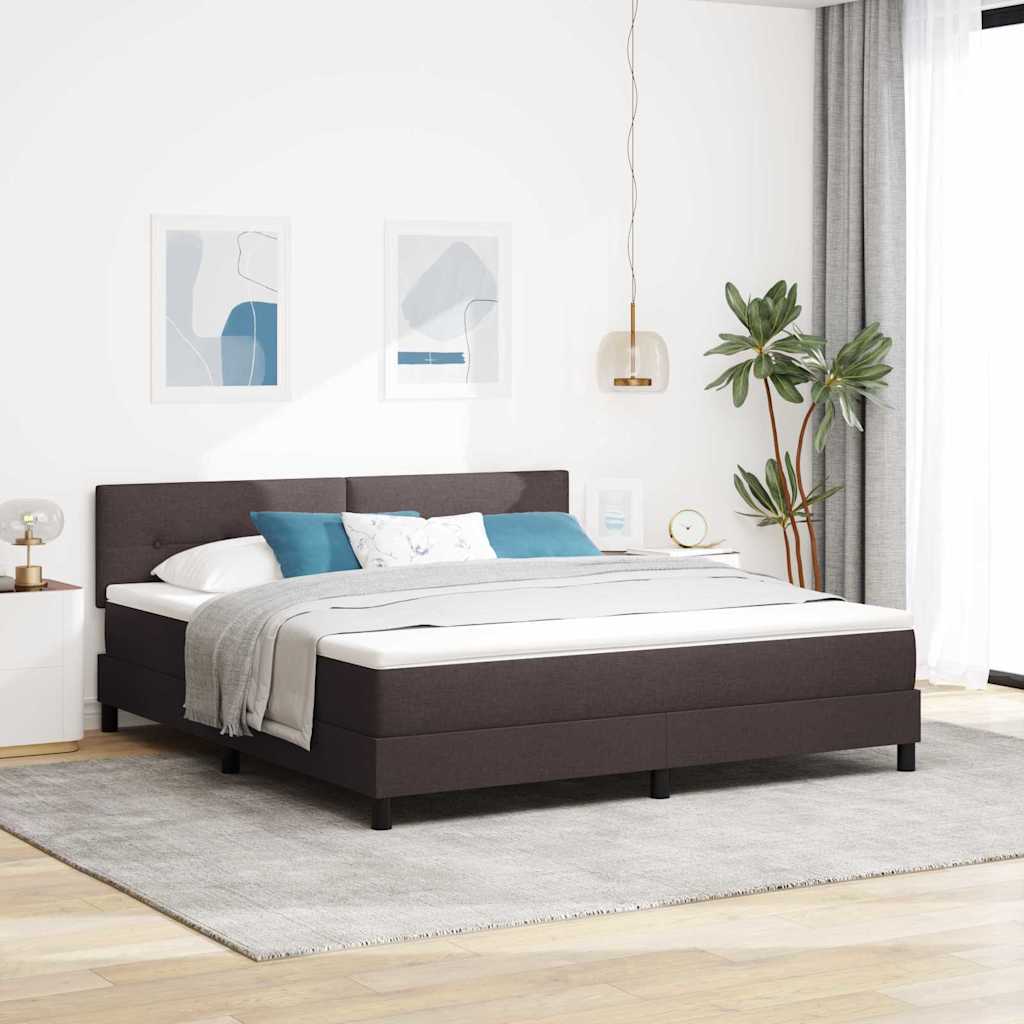 Box spring seng med LED-lysstrimler Mrk Brun 180 x 200 cm Stof