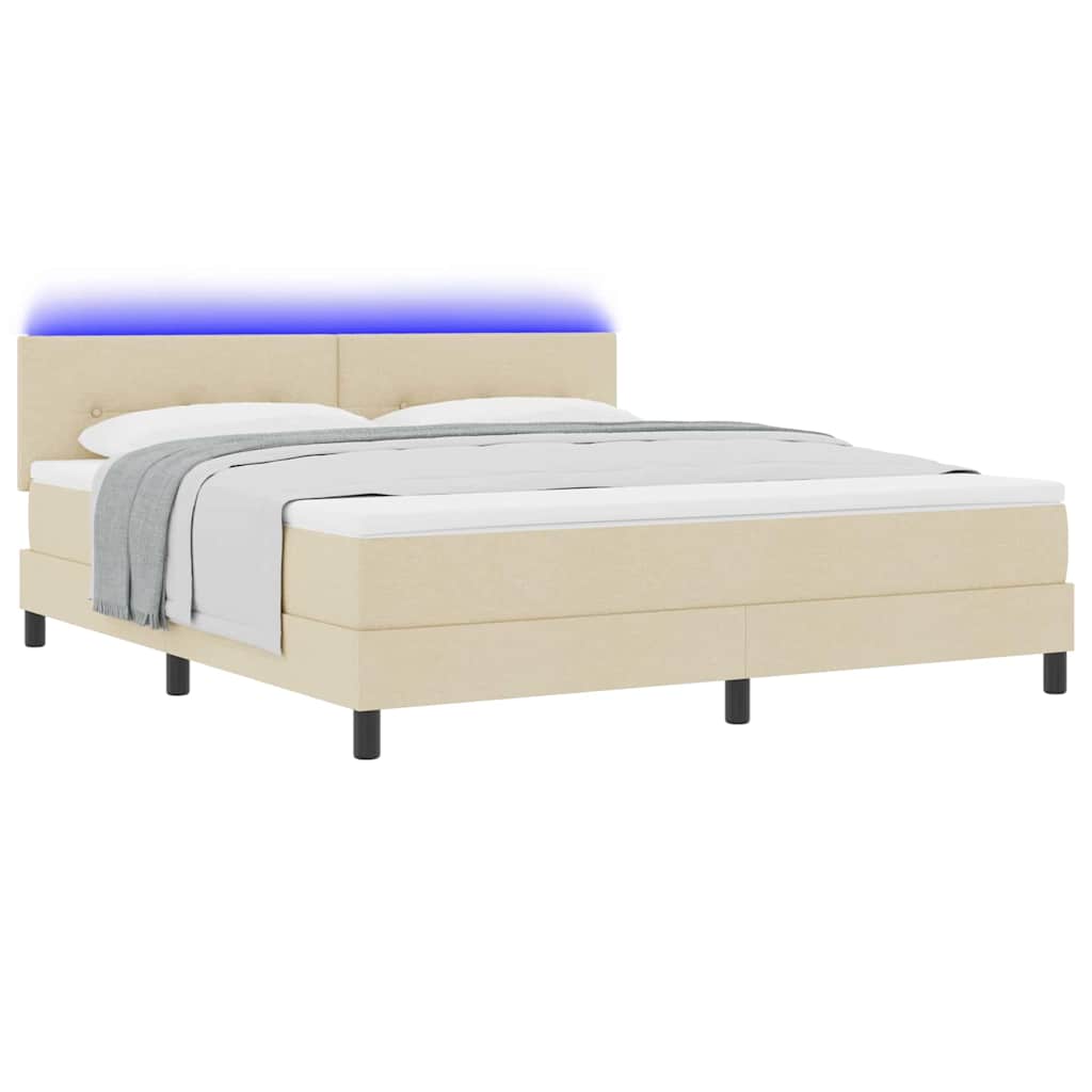 Box spring seng med madras med LED Creme 180 x 200 cm Stof