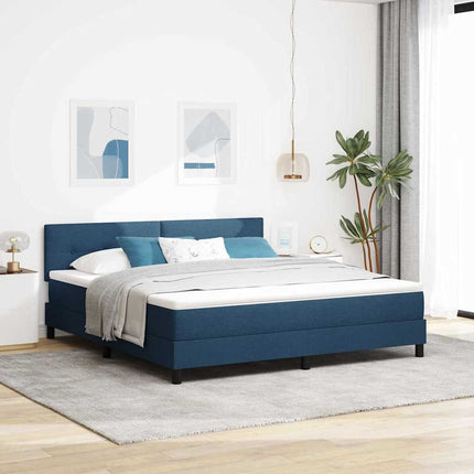 Box spring seng med LED-lysstrimler Blå 180 x 200 cm Stof