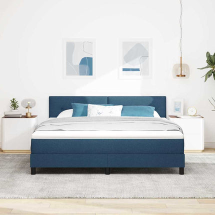 Box spring seng med LED-lysstrimler Blå 180 x 200 cm Stof