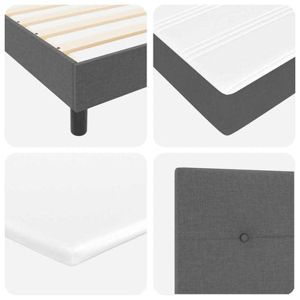 Box spring seng med LED-lysstrimler Mørkegrå 200 x 200 cm Stof