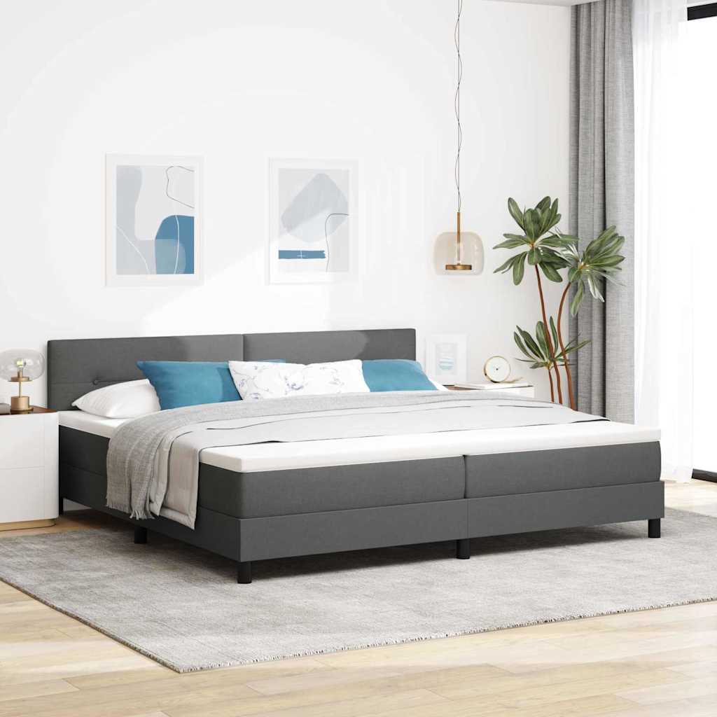 Box spring seng med LED-lysstrimler Mrkegr 200 x 200 cm Stof