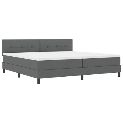 Box spring seng med LED-lysstrimler Mørkegrå 200 x 200 cm Stof