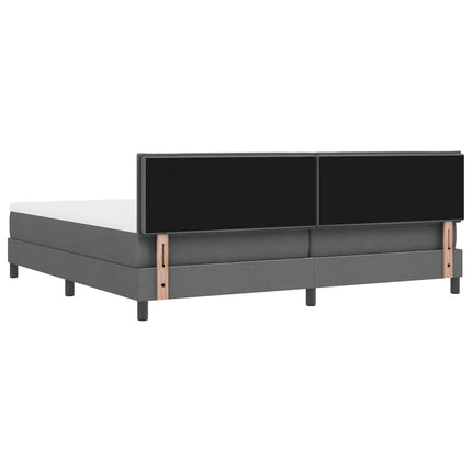 Box spring seng med LED-lysstrimler Mørkegrå 200 x 200 cm Stof