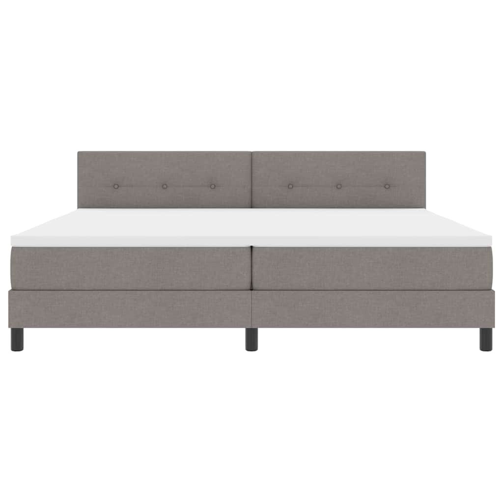 Box spring seng med madras med LED Gråbrun 200 x 200 cm Stof