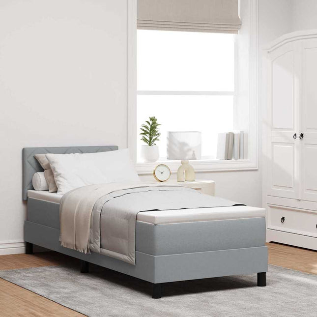 Box spring seng med pude Lysegrå 80 x 200 cm Stof