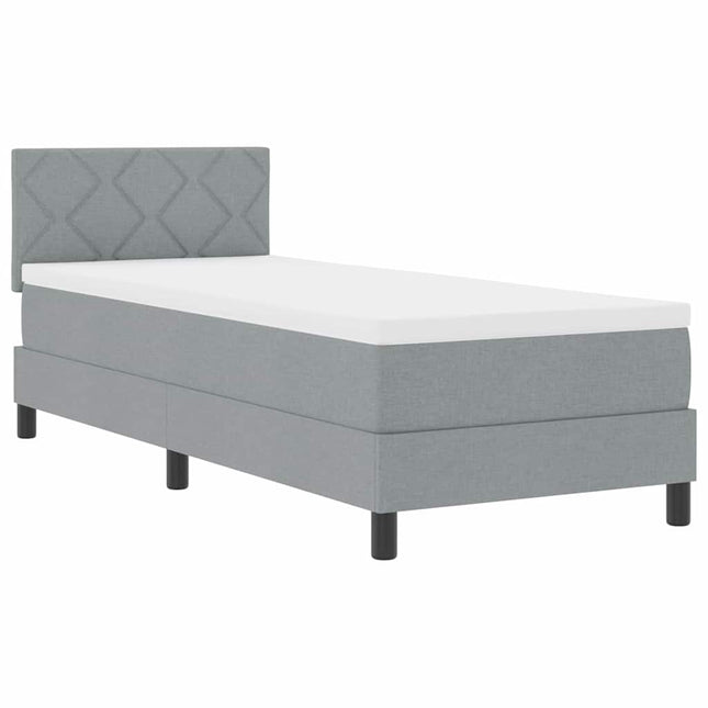 Box spring seng med pude Lysegrå 80 x 200 cm Stof