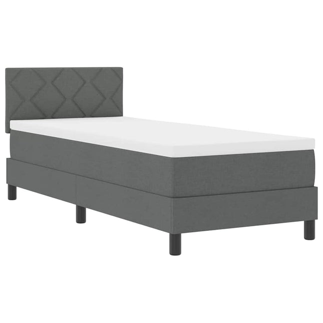 Box spring seng med pude Mørkegrå 80 x 200 cm Stof