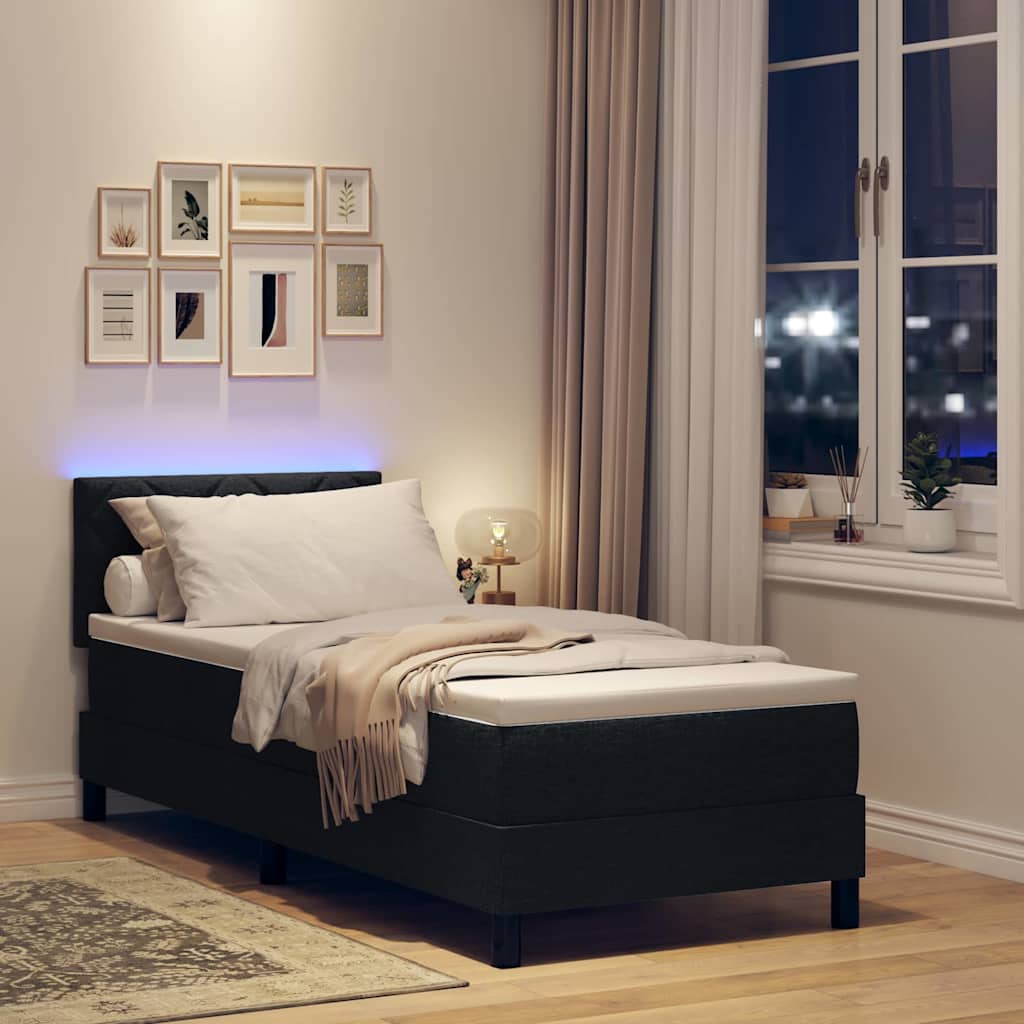 Box spring seng med madras med LED Sort 80 x 200 cm Stof