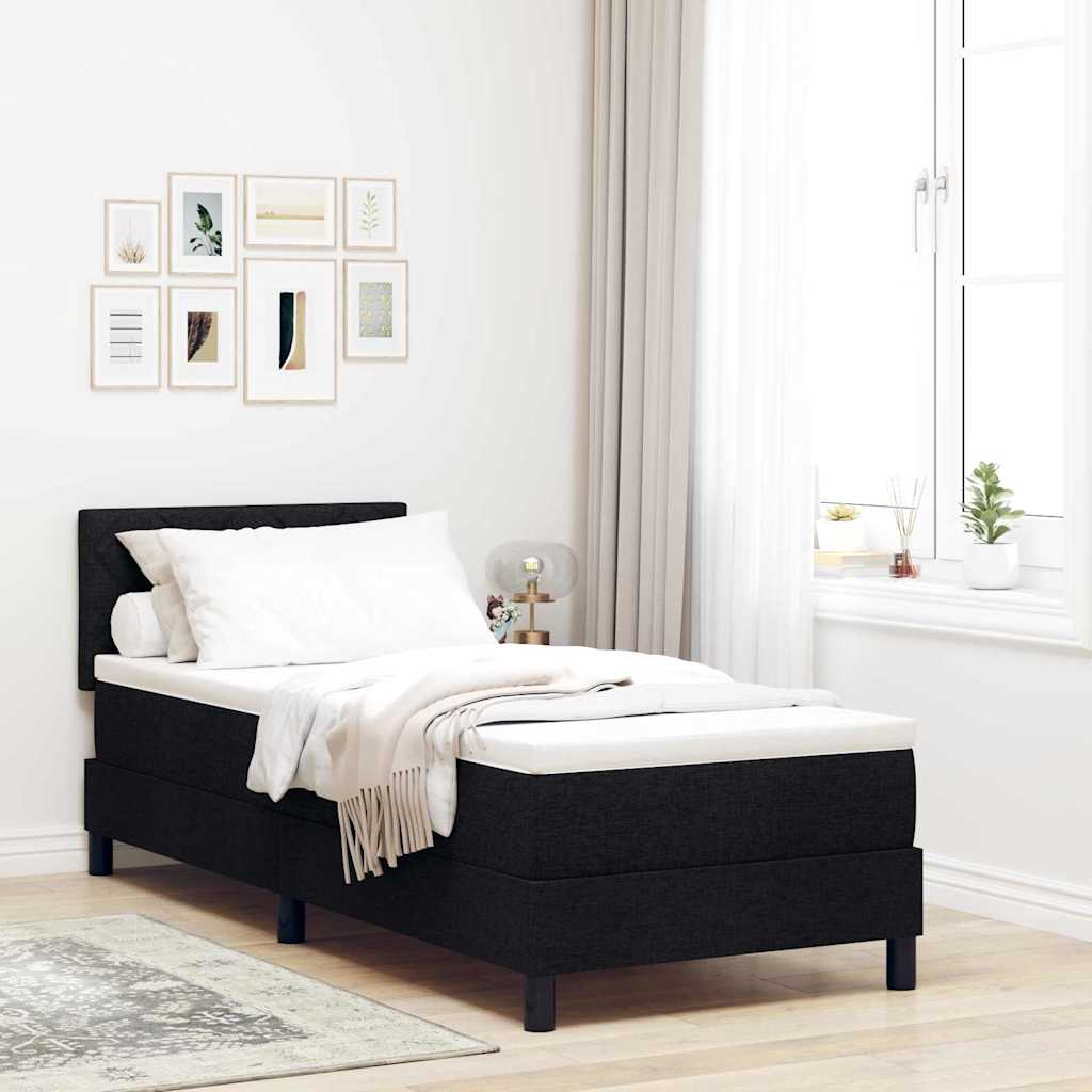 Box spring seng med madras med LED Sort 80 x 200 cm Stof