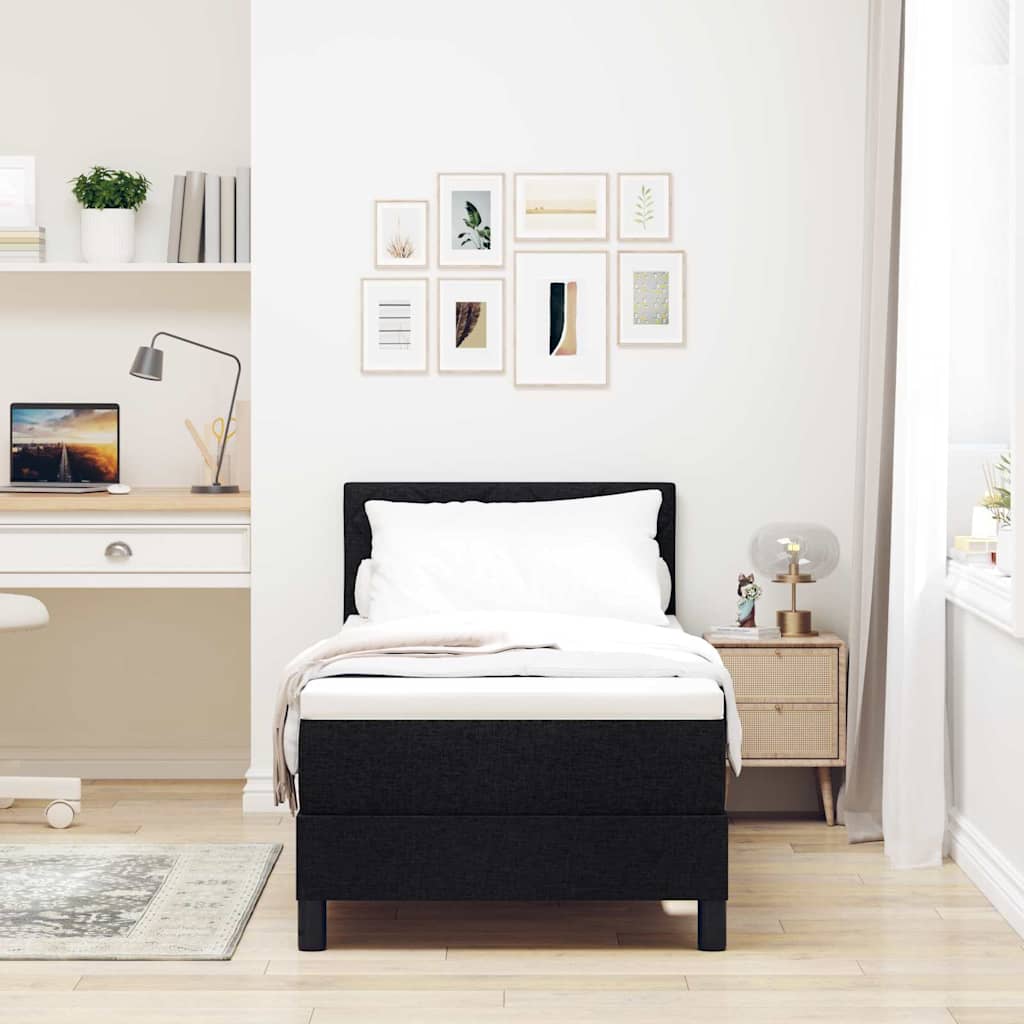 Box spring seng med madras med LED Sort 80 x 200 cm Stof