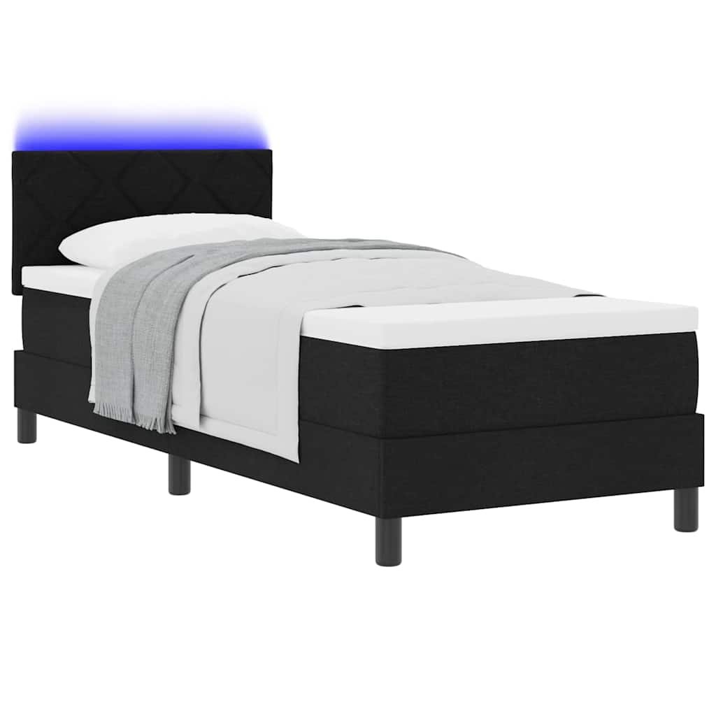 Box spring seng med madras med LED Sort 80 x 200 cm Stof