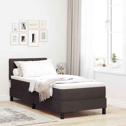 Box spring seng med LED-lysstrimler Mørk Brun 80 x 200 cm Stof