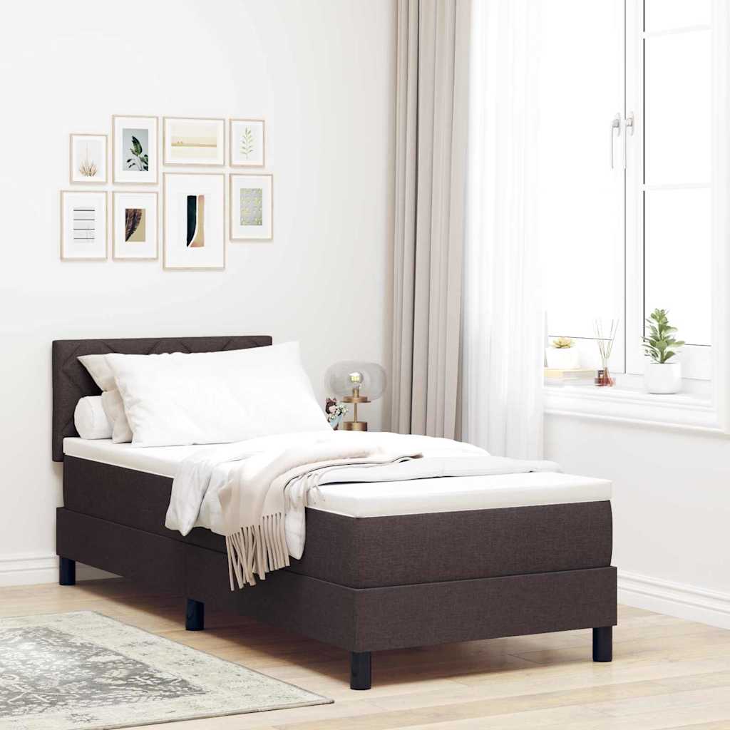 Box spring seng med LED-lysstrimler Mrk Brun 80 x 200 cm Stof