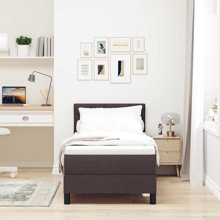 Box spring seng med LED-lysstrimler Mørk Brun 80 x 200 cm Stof