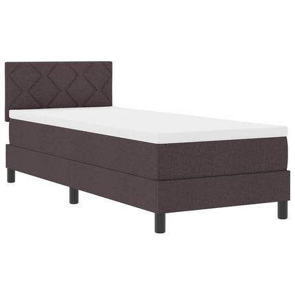 Box spring seng med LED-lysstrimler Mørk Brun 80 x 200 cm Stof