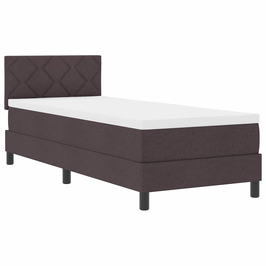Box spring seng med madras med LED Mørk Brun 80 x 200 cm Stof