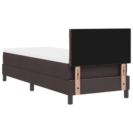 Box spring seng med LED-lysstrimler Mørk Brun 80 x 200 cm Stof