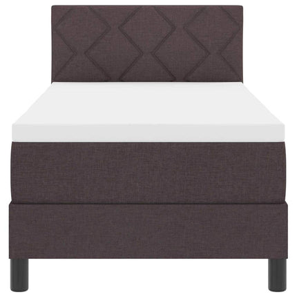 Box spring seng med LED-lysstrimler Mørk Brun 80 x 200 cm Stof