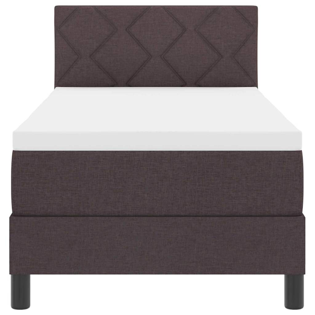 Box spring seng med madras med LED Mørk Brun 80 x 200 cm Stof