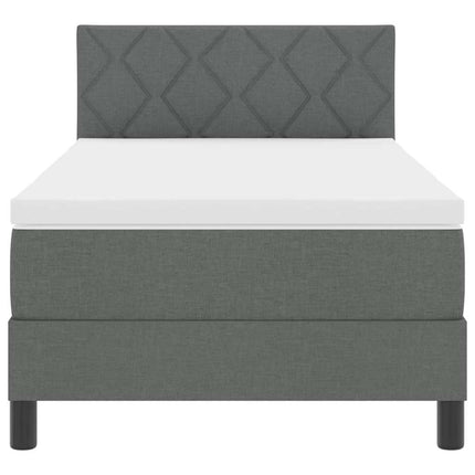 Box spring seng med LED-lysstrimler Mørkegrå 90 x 190 cm Stof