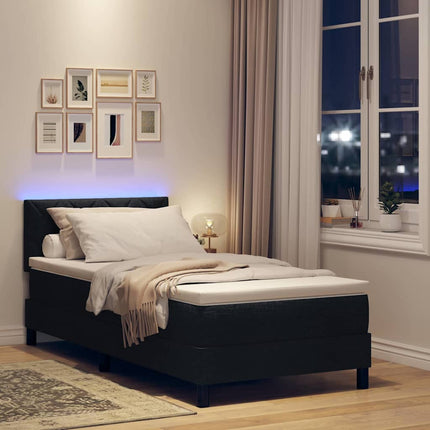 Box spring seng med pude med hovedgærde Sort 90 x 190 cm Stof
