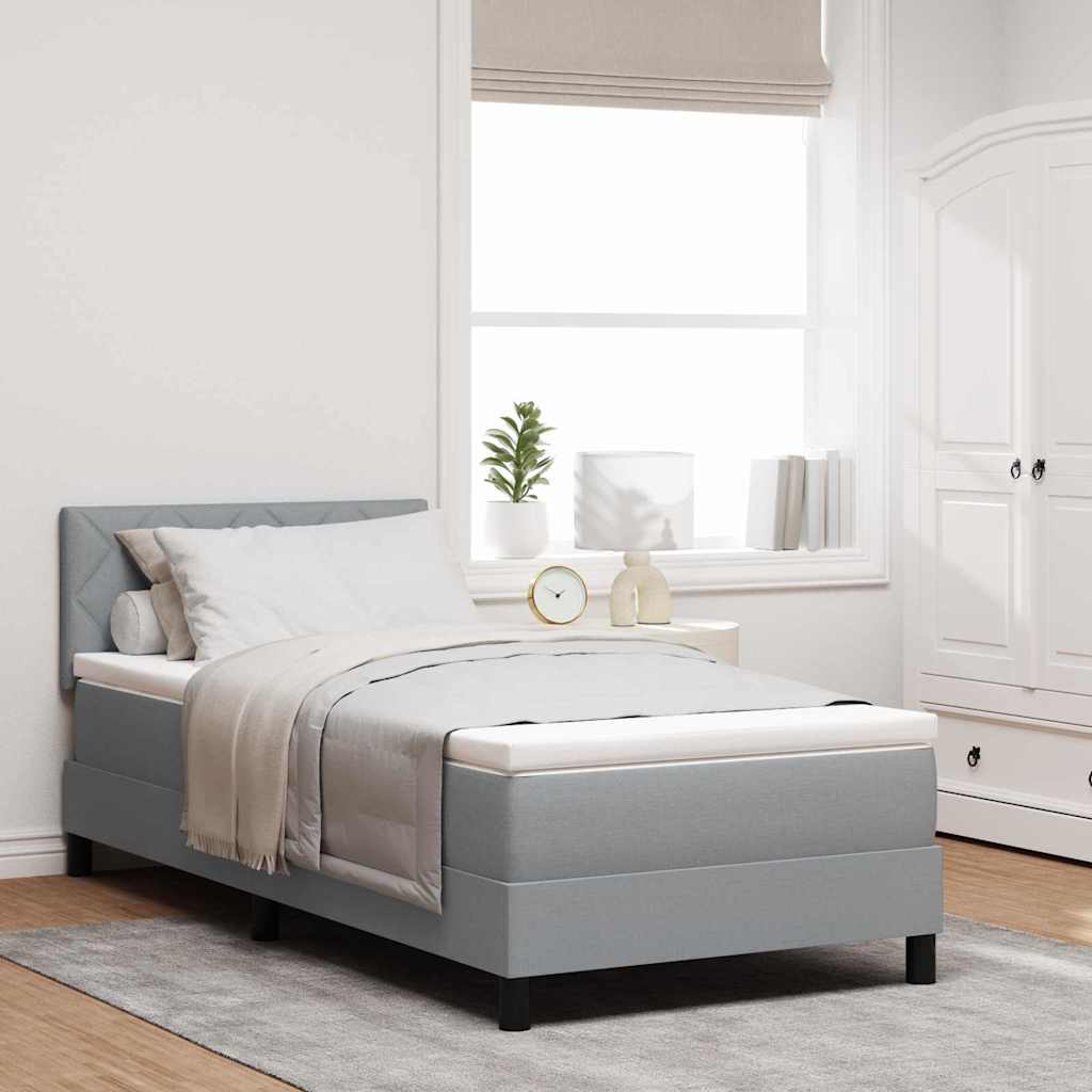 Box spring seng med LED-lysstrimler Lysegr 90 x 200 cm Stof