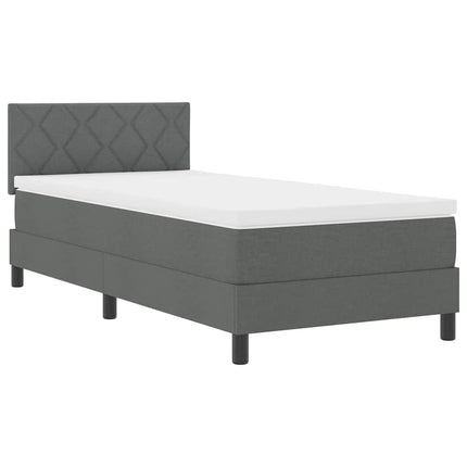 Box spring seng med LED-lysstrimler Mørkegrå 90 x 200 cm Stof