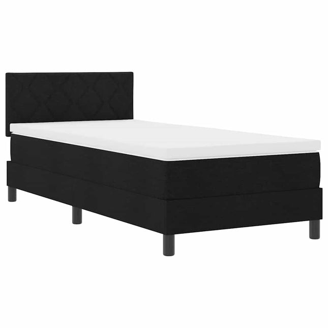Box spring seng med pude med hovedgærde Sort 90 x 200 cm Stof