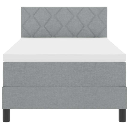 Box spring seng med LED-lysstrimler Lysegrå 100 x 200 cm Stof