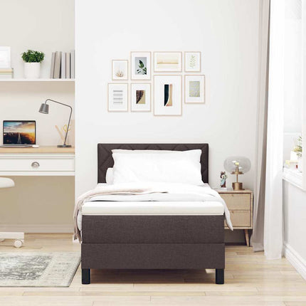 Box spring seng med LED-lysstrimler Mørk Brun 100 x 200 cm Stof