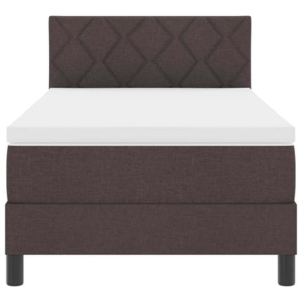 Box spring seng med LED-lysstrimler Mørk Brun 100 x 200 cm Stof