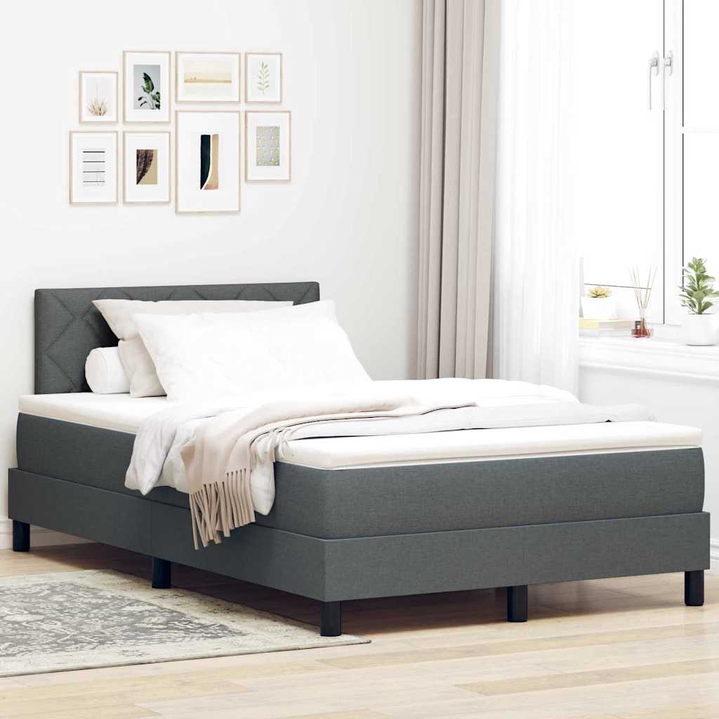 Box spring seng med LED-lysstrimler Mrkegr 120 x 190 cm Stof