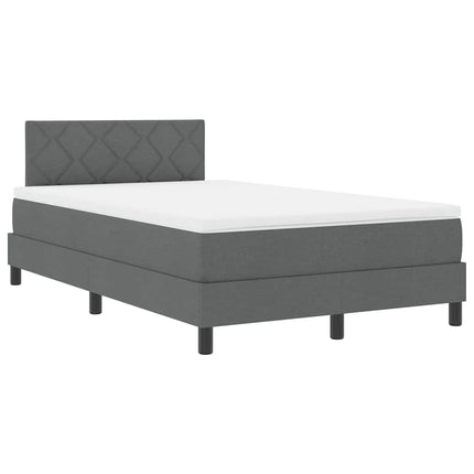 Box spring seng med LED-lysstrimler Mørkegrå 120 x 190 cm Stof