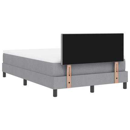 Box spring seng med LED-lysstrimler Lysegrå 120 x 200 cm Stof