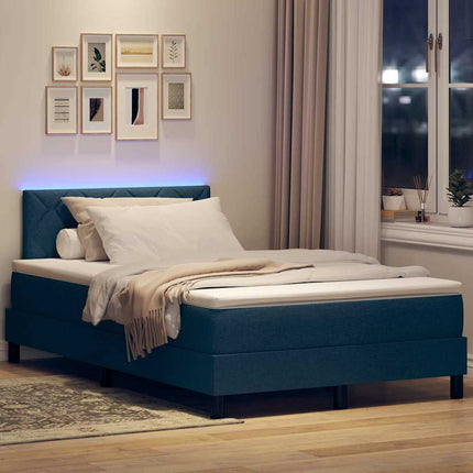 Box spring seng med pude med hovedgærde Blå 120 x 200 cm Stof