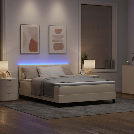 Box spring seng med pude med hovedgærde Creme 160 x 200 cm Stof