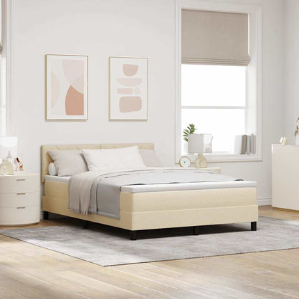 Box spring seng med pude med hovedgærde Creme 160 x 200 cm Stof