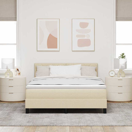 Box spring seng med pude med hovedgærde Creme 160 x 200 cm Stof