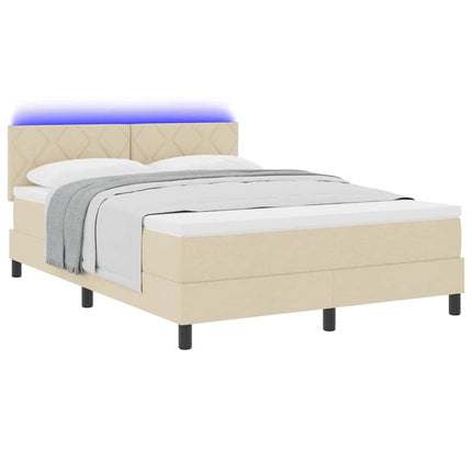 Box spring seng med pude med hovedgærde Creme 160 x 200 cm Stof