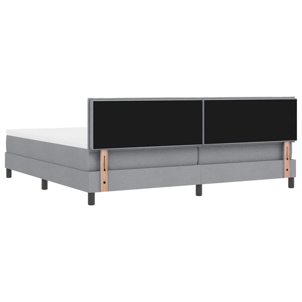 Box spring seng med madras med LED Lysegrå 200 x 200 cm Stof