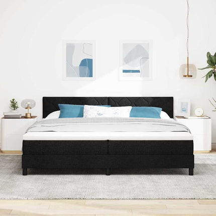 Box spring seng med madras med LED Sort 200 x 200 cm Stof