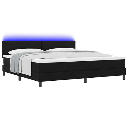 Box spring seng med madras med LED Sort 200 x 200 cm Stof