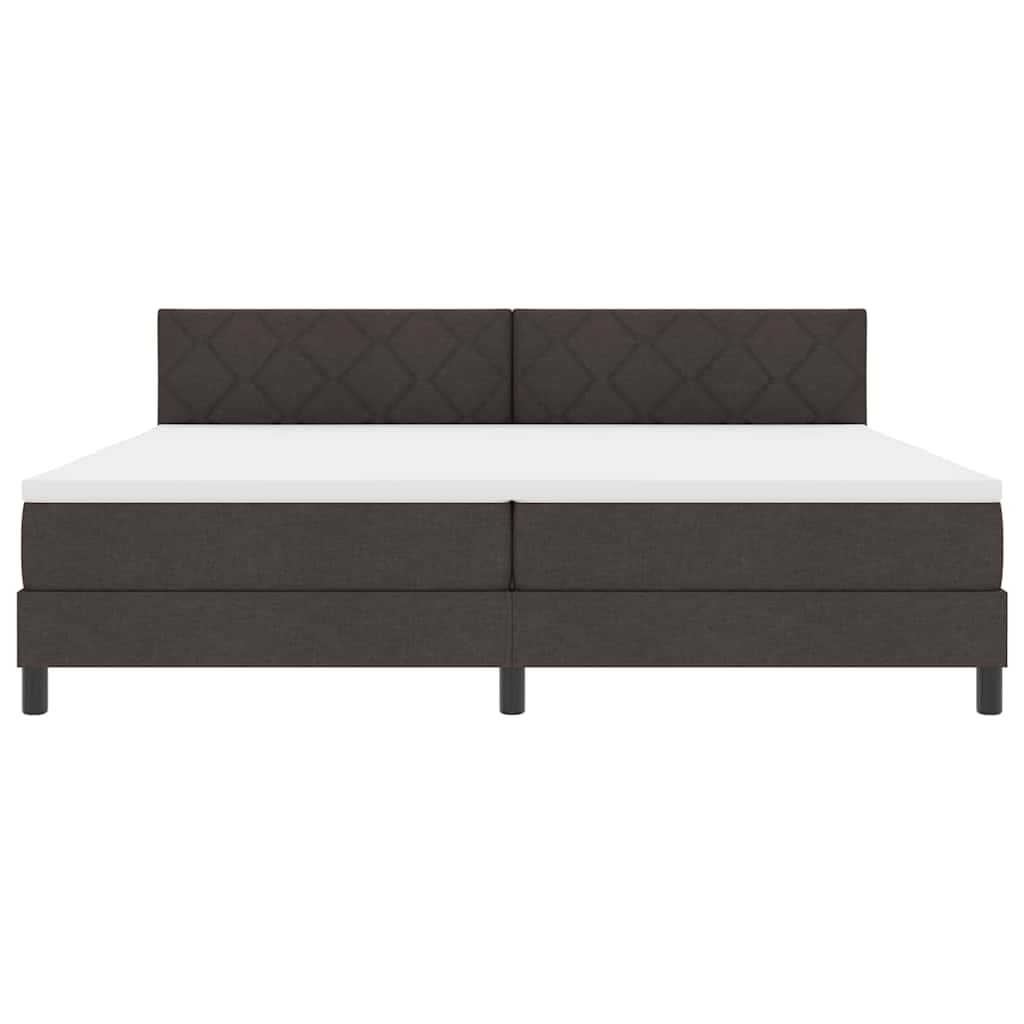 Box spring seng med madras med LED Mørk Brun 200 x 200 cm Stof