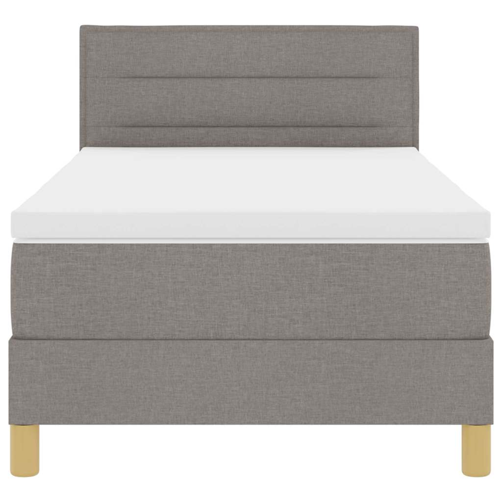 LED Box Spring Bed med LED-lysstrimler Gråbrun 80 x 200 cm Stof