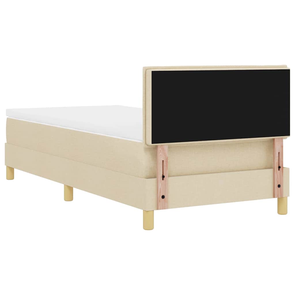 LED Box Spring Bed med LED-lysstrimler Creme 90 x 190 cm Stof