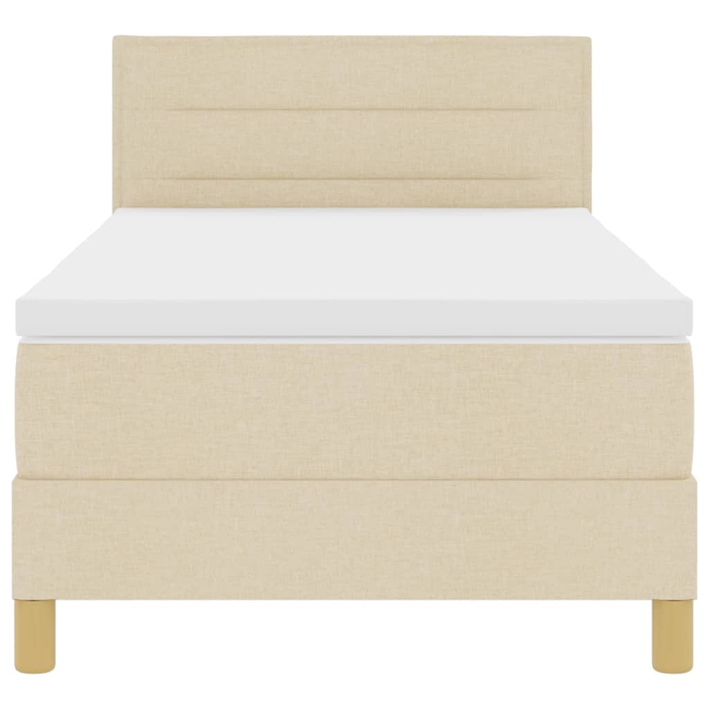 LED Box Spring Bed med LED-lysstrimler Creme 90 x 190 cm Stof