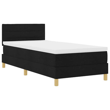 LED Box Spring Bed med LED-lysstrimler Sort 100 x 200 cm Stof