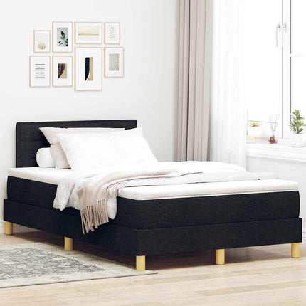 LED Box Spring Bed med LED-lysstrimler Sort 120 x 190 cm Stof